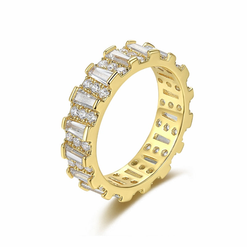 Handmade Eternity Promise Gold Color Crystal Ring