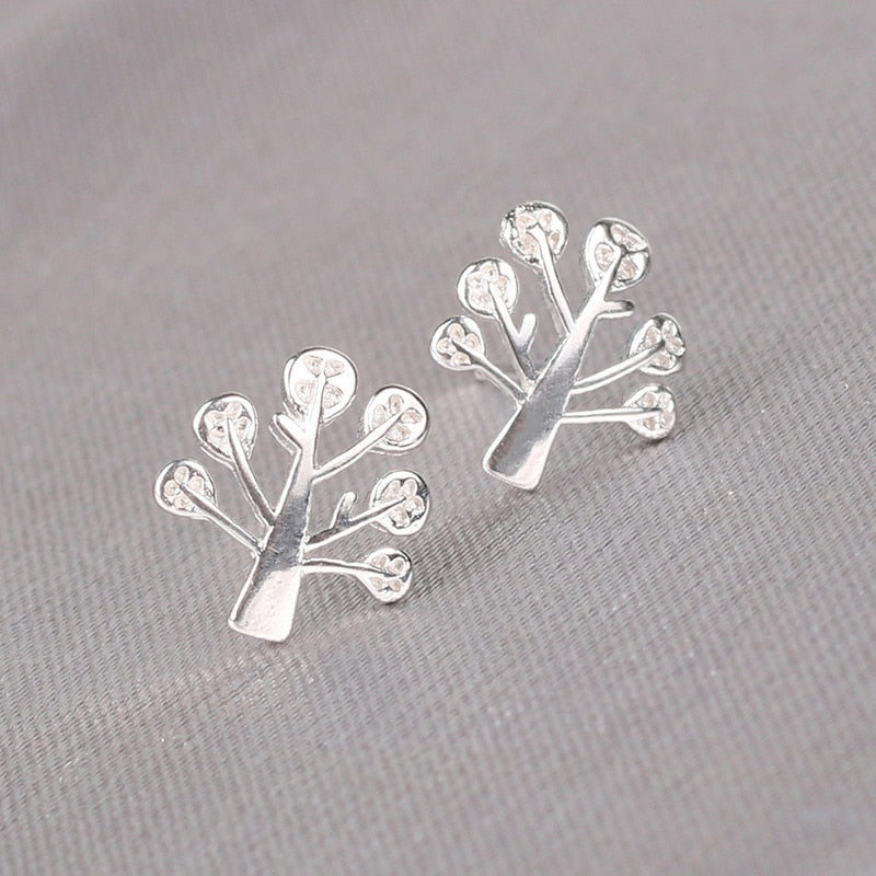 Silver Needles Lovely Mini Stud Earrings Women Cute Heart Star Moon