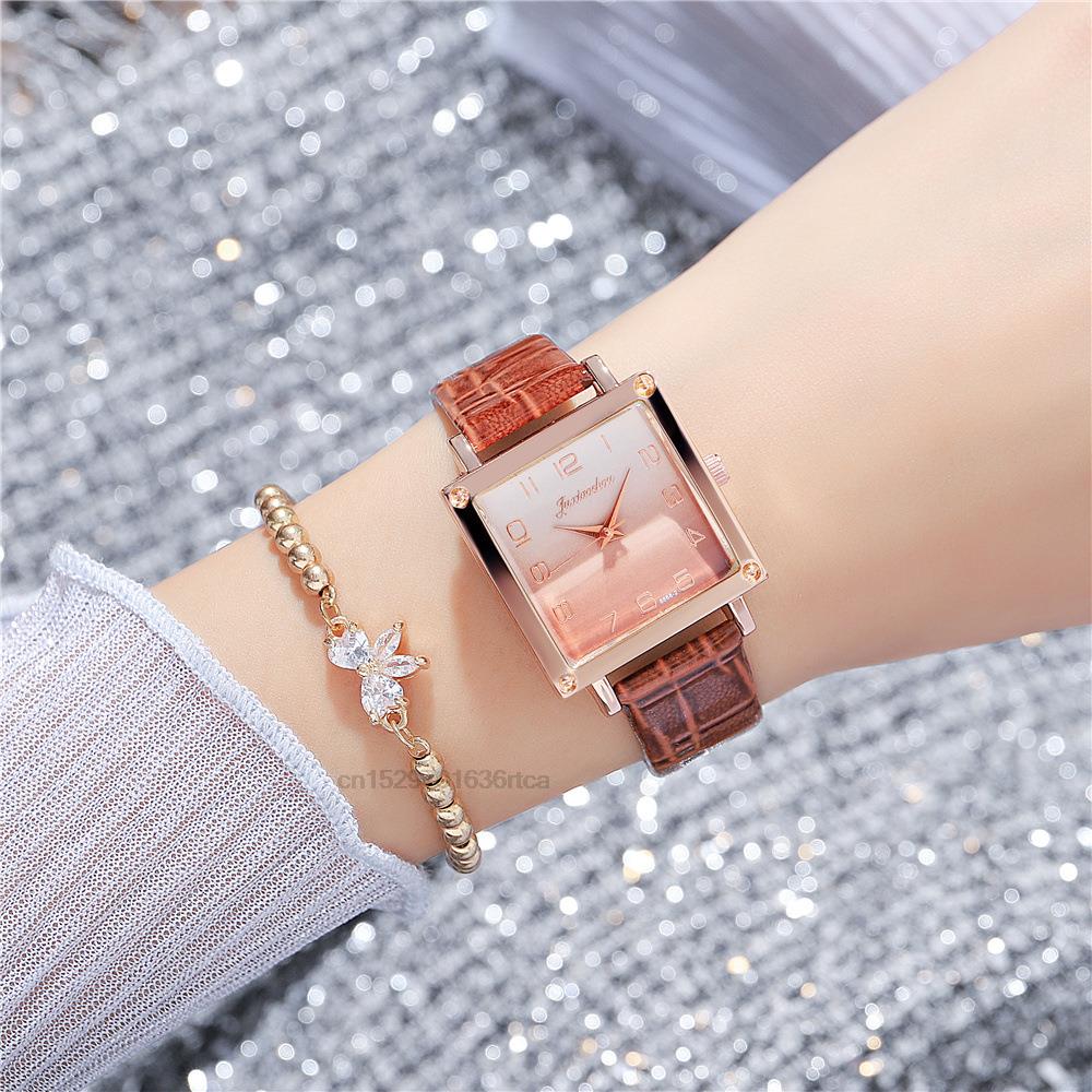 Women Gradient Square Watches Minimalist Luxury Ladies  Wristwatches