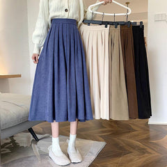 Fashion High Waist Pleated Skirt Women Elegant Style Midi Skirt