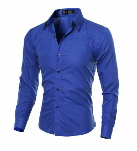 Men Casual Formal Shirt Long Sleeve Slim Fit Business Dress Shirts Tops