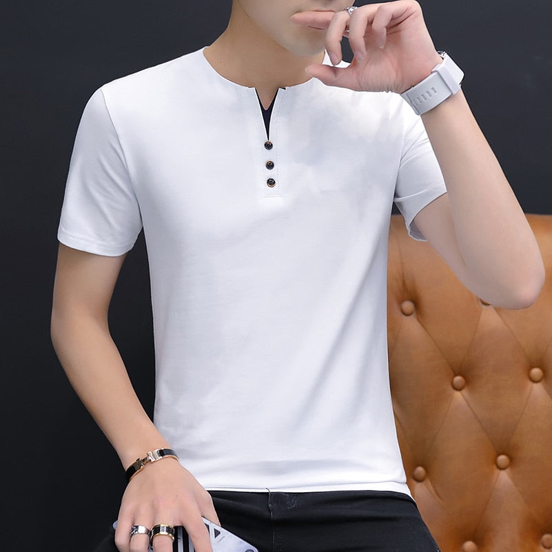 Top Men T-shirt Casual Short Sleeve Cotton Business T-shirts