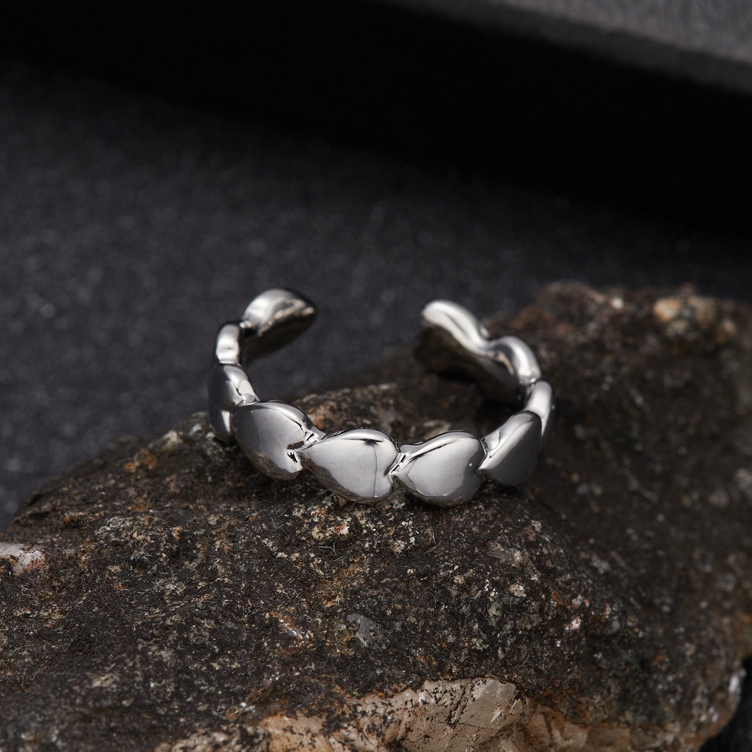 Fashion Silver Color Minimalist Irregular Twined Finger Rings