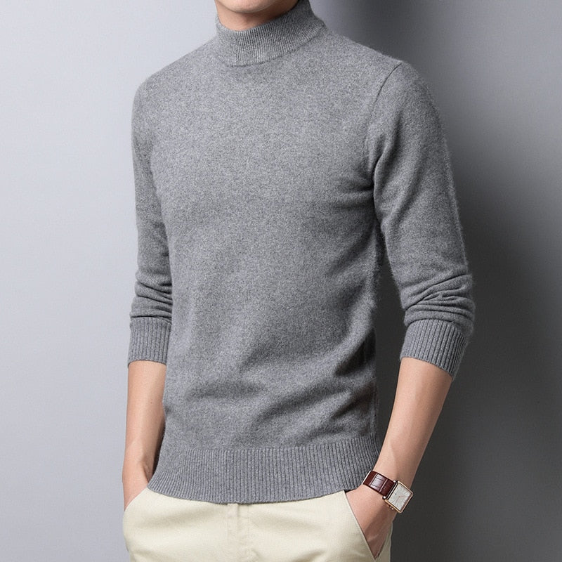 Sweater Warm Men Half Turtleneck Pullover Thickening Middle-aged Long-sleeved Top