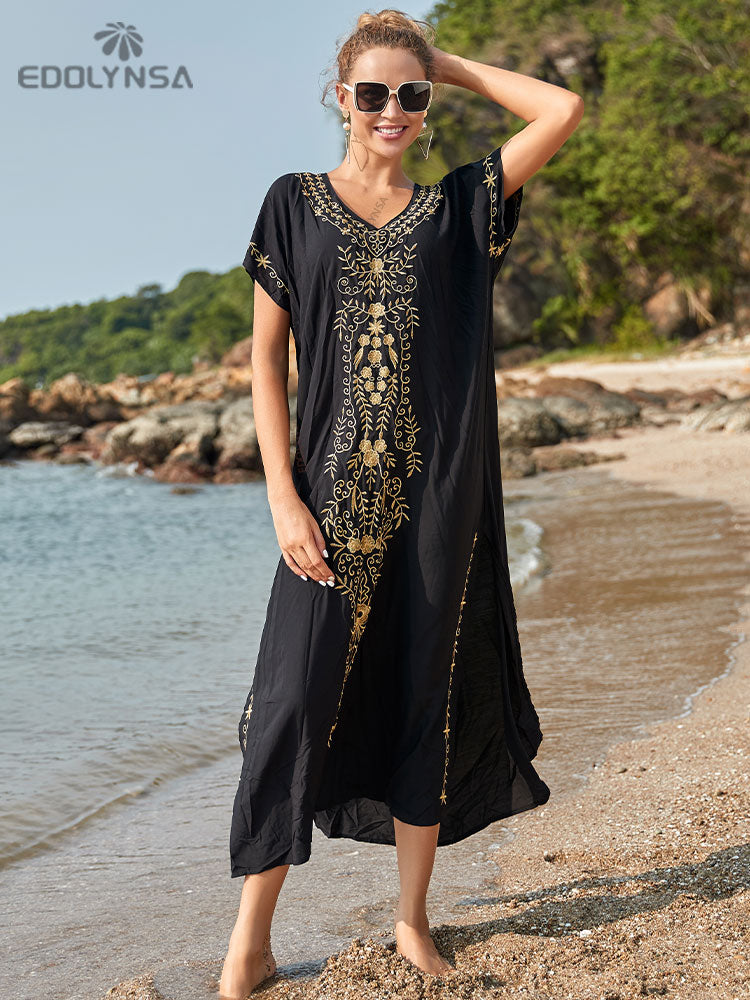 Embroidery Beach Cover up Saida de Praia Swimsuit