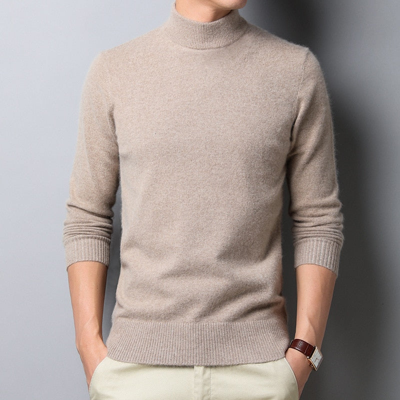 Sweater Warm Men Half Turtleneck Pullover Thickening Middle-aged Long-sleeved Top