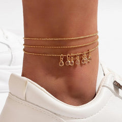 Boho Anklet Foot Chain Summer Bracelet Tassel Star Crystal