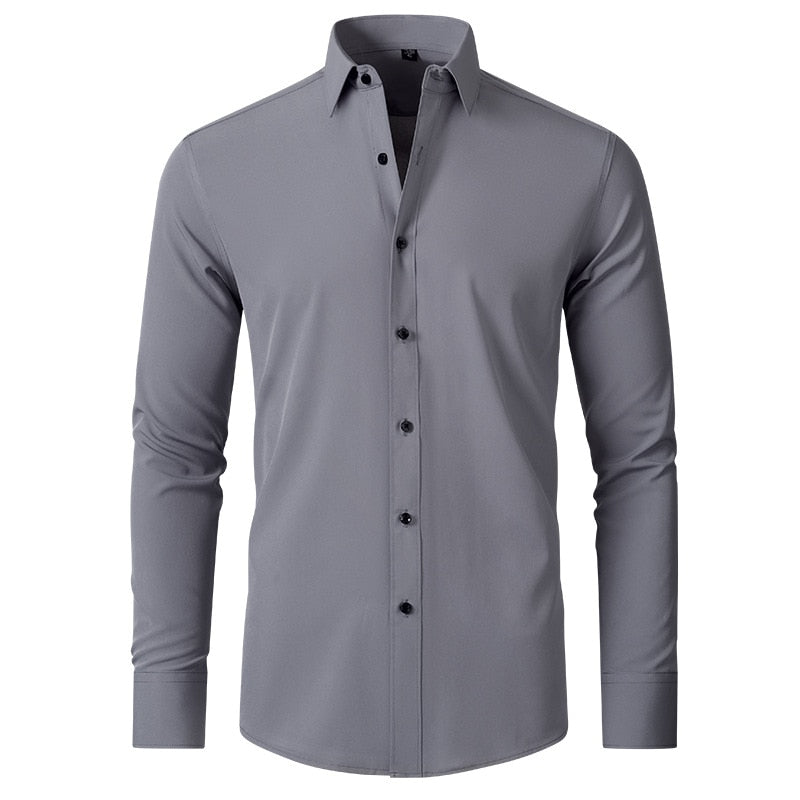 elastic force non-iron men long-sleeved business casual shirt