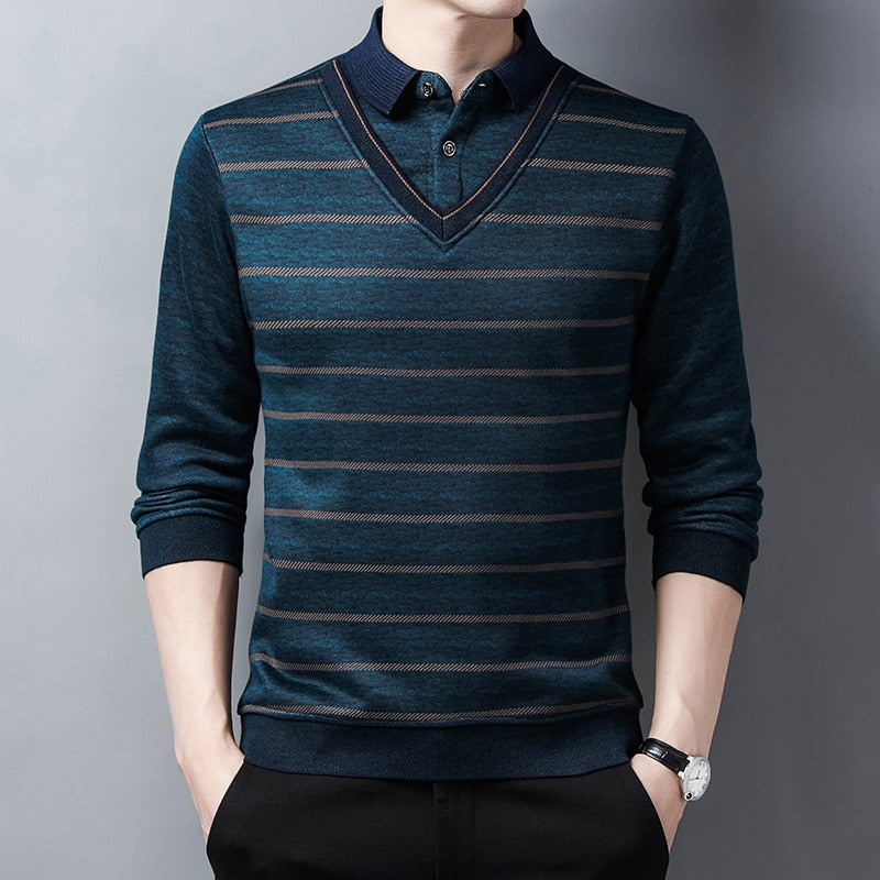 Men Sweater Fleece Thickened Knitted Warm Knitwear