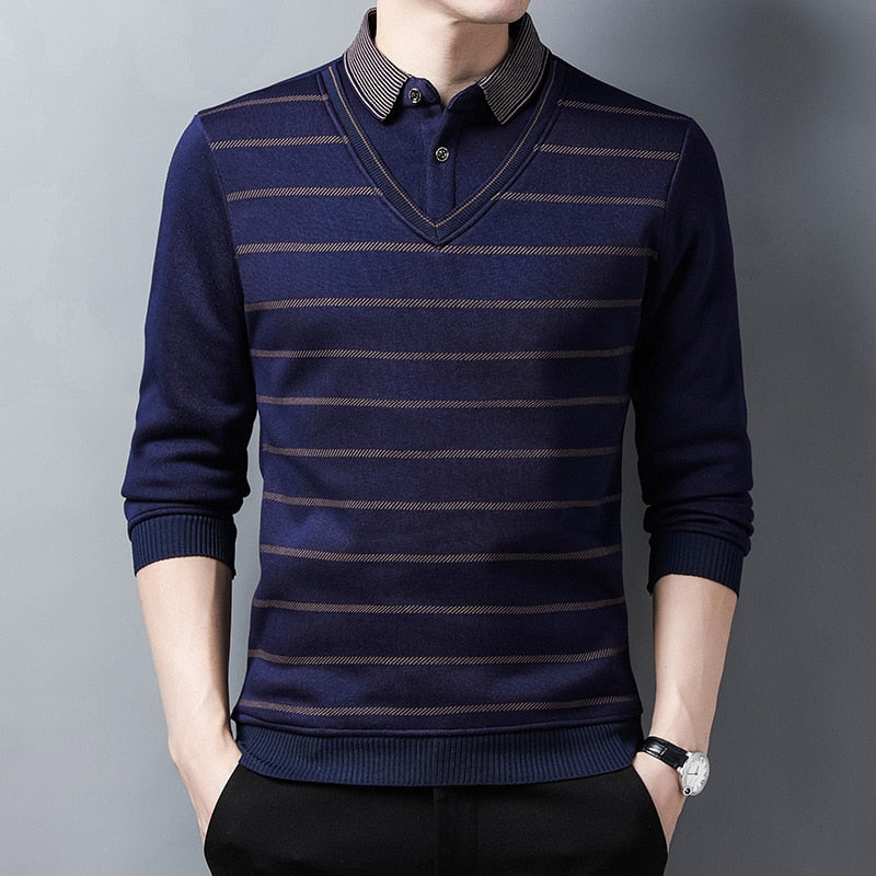 Men Sweater Fleece Thickened Knitted Warm Knitwear