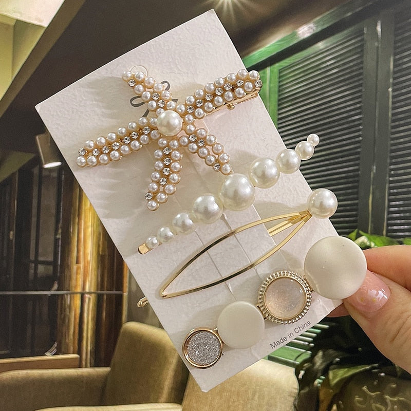 Simulated Pearl Hair Clips For Women