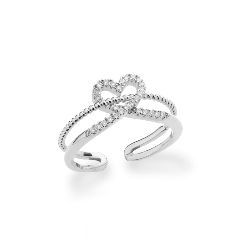 Classic Twist Chain Open Rings For Women Zircon Stainless Steel Geometric