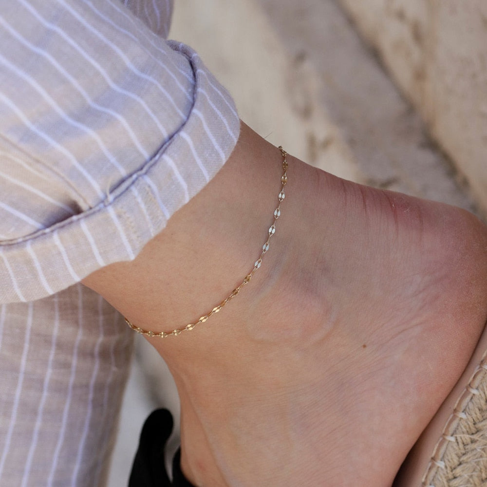 Stainless Steel Fish Lips Chain Anklet