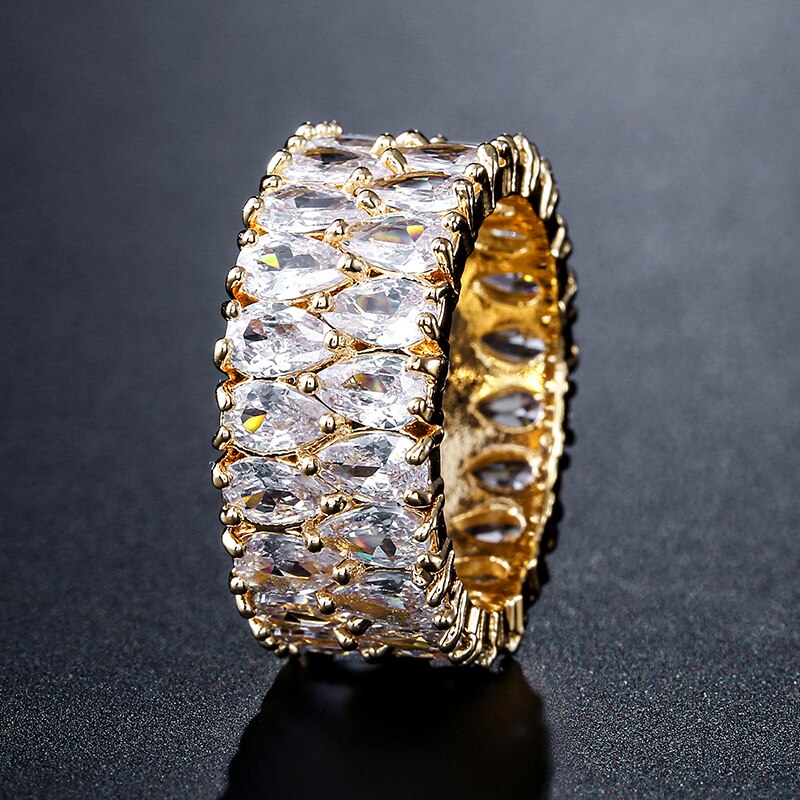 Handmade Eternity Promise Gold Color Crystal Ring