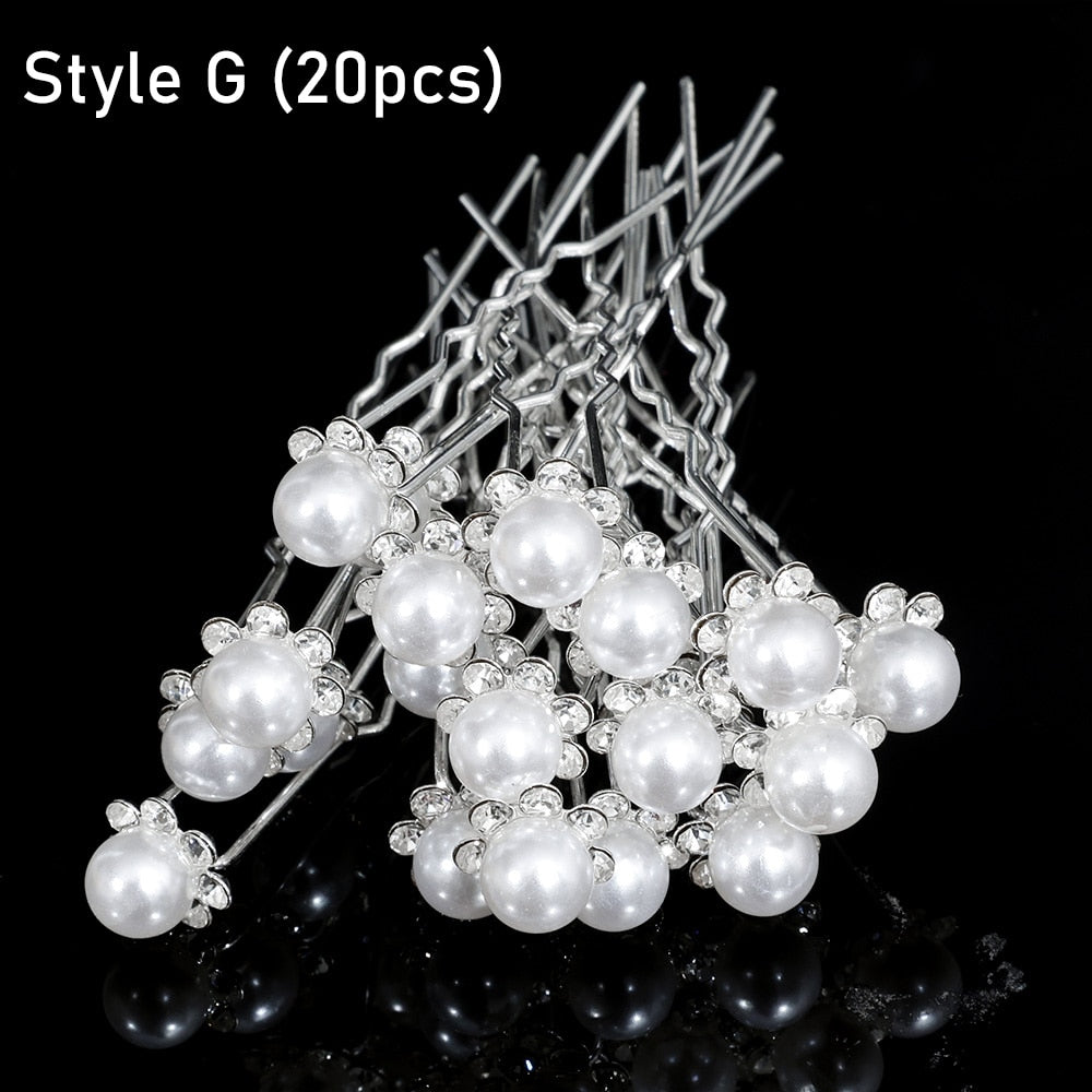 Silver Color Pearl Rhinestone Wedding Hair Combs