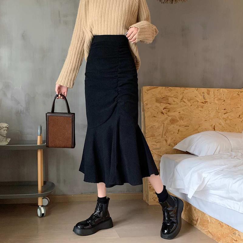 Fashion High Waist Midi Skirts for Women Mermaid Skirt