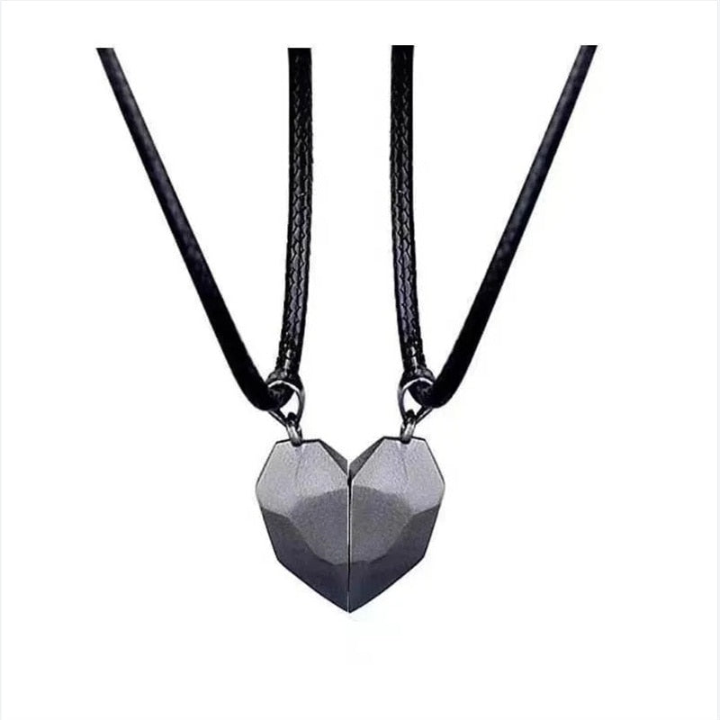 Fashion Magnetic Couple Lovers Gothic Punk Heart Pendant Necklace