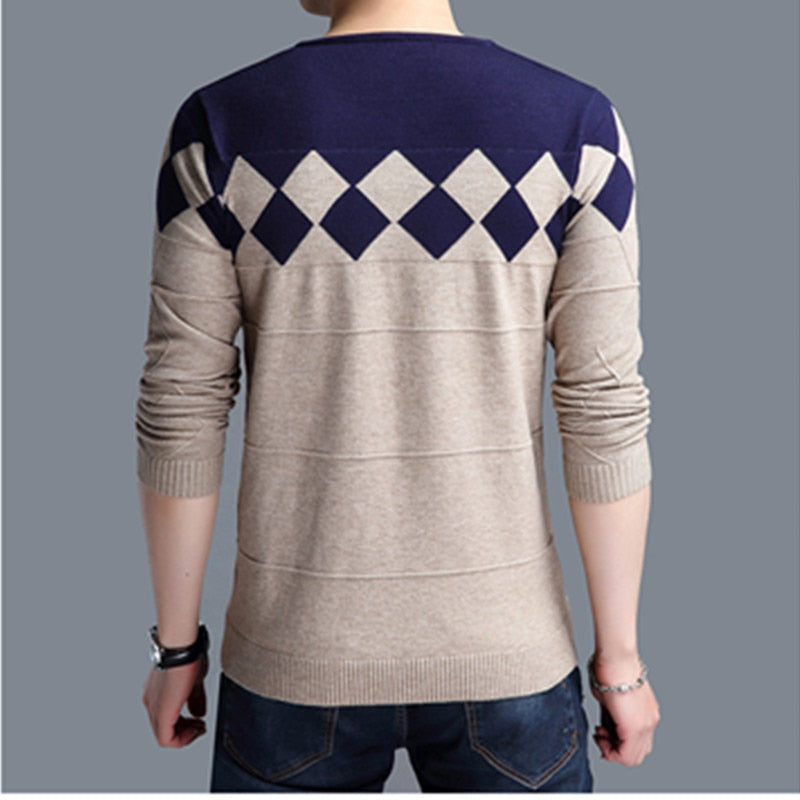 Sweater Men Collarless Sweaters V-neck Casual Slim Sweaters