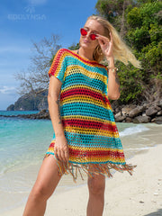 Boho Crochet Tunic Bikini Cover-ups Sexy Hollow Out