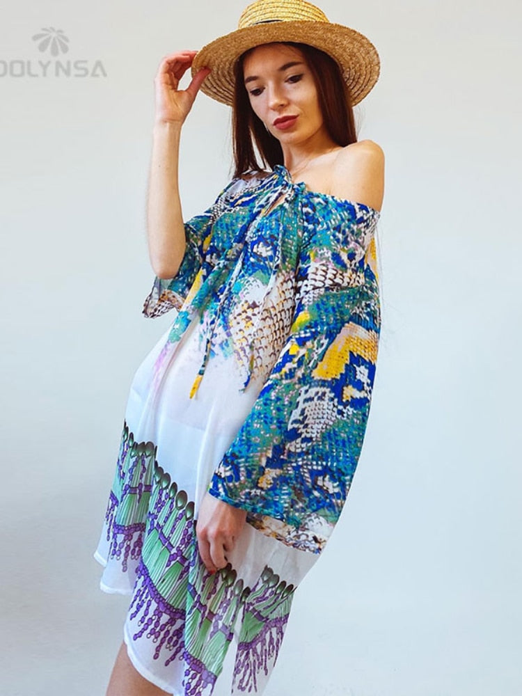 Beach Caftan Swimsuit Cover up Print Chiffon Pareo