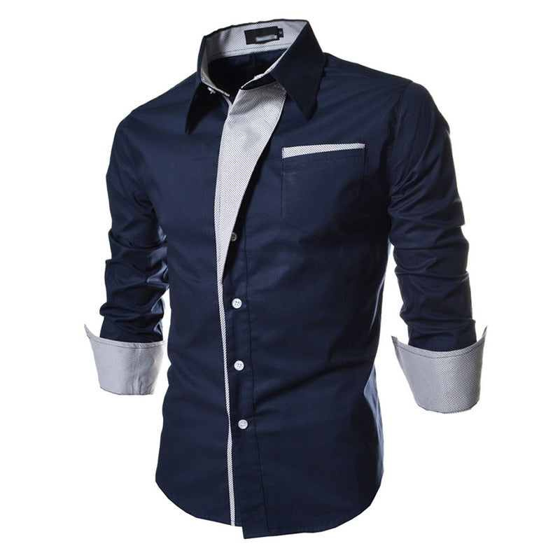 Mens Striped Shirts Long Sleeved Business Slim Fit Shirt Social Clothes