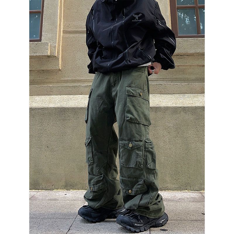 Multi-pocket Overalls Men's Style Loose Casual Trousers Straight Pants