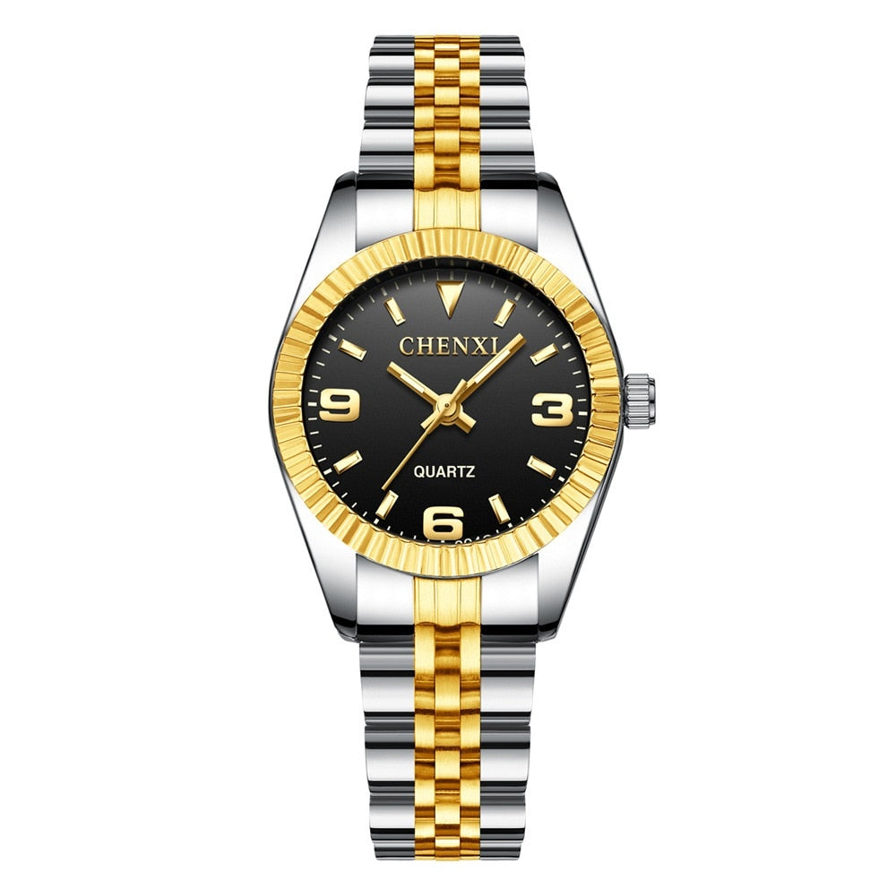 Ladies Gold Watch Women Golden Clock Female Women Dress Rhinestone Quartz