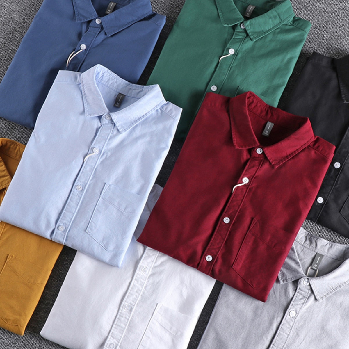 fabric basic simple pocket Long Sleeve Shirt Men's top