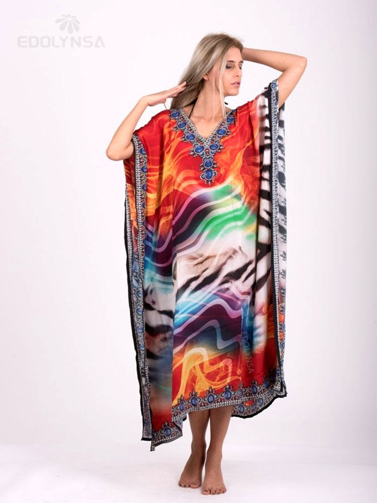 Boho Quick-drying Long Kaftan Bikini Cover-ups Retro