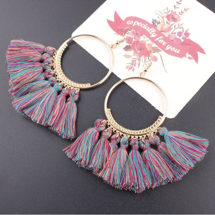 Fashion Tassel Earrings Creative Jewelry Large Hoop Earrings