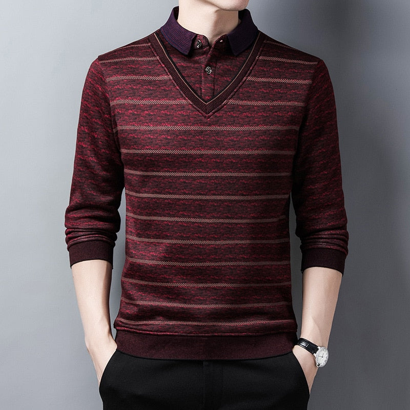 Men Sweater Fleece Thickened Knitted Warm Knitwear