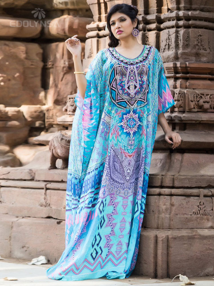 Moroccan Kaftan Bohemian Printed Summer Dress Long Tunic