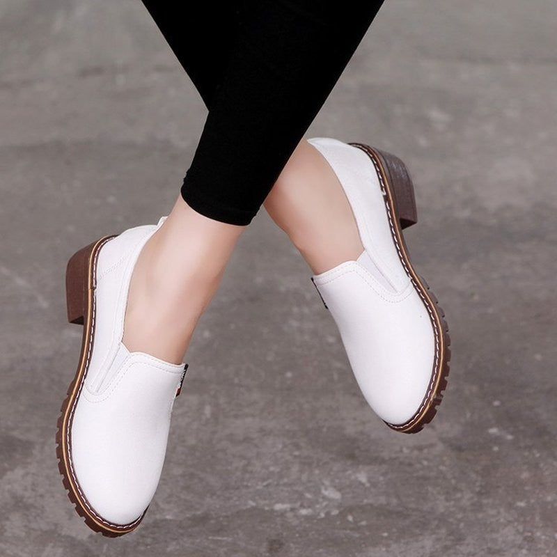 Flat Lace-Up Oxford Shoes Soft Leather Sneakers Low Medium Heels