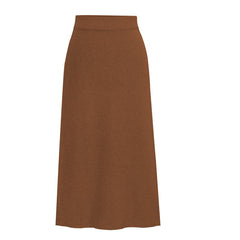 FashionKnitted Women Skirts Large Size Elastic Waist Split A-line Skirts