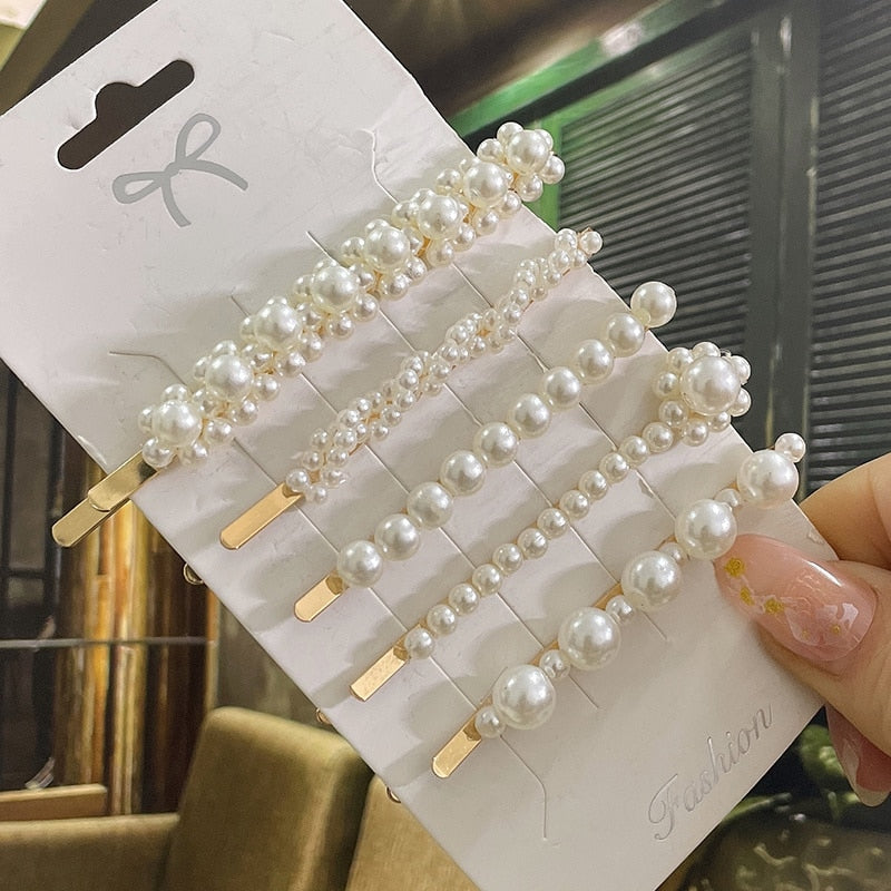 Simulated Pearl Hair Clips For Women