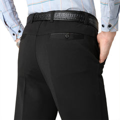 Middle-aged Men Trousers Casual Loose Thin Pants Straight High Waist Trouser Pant