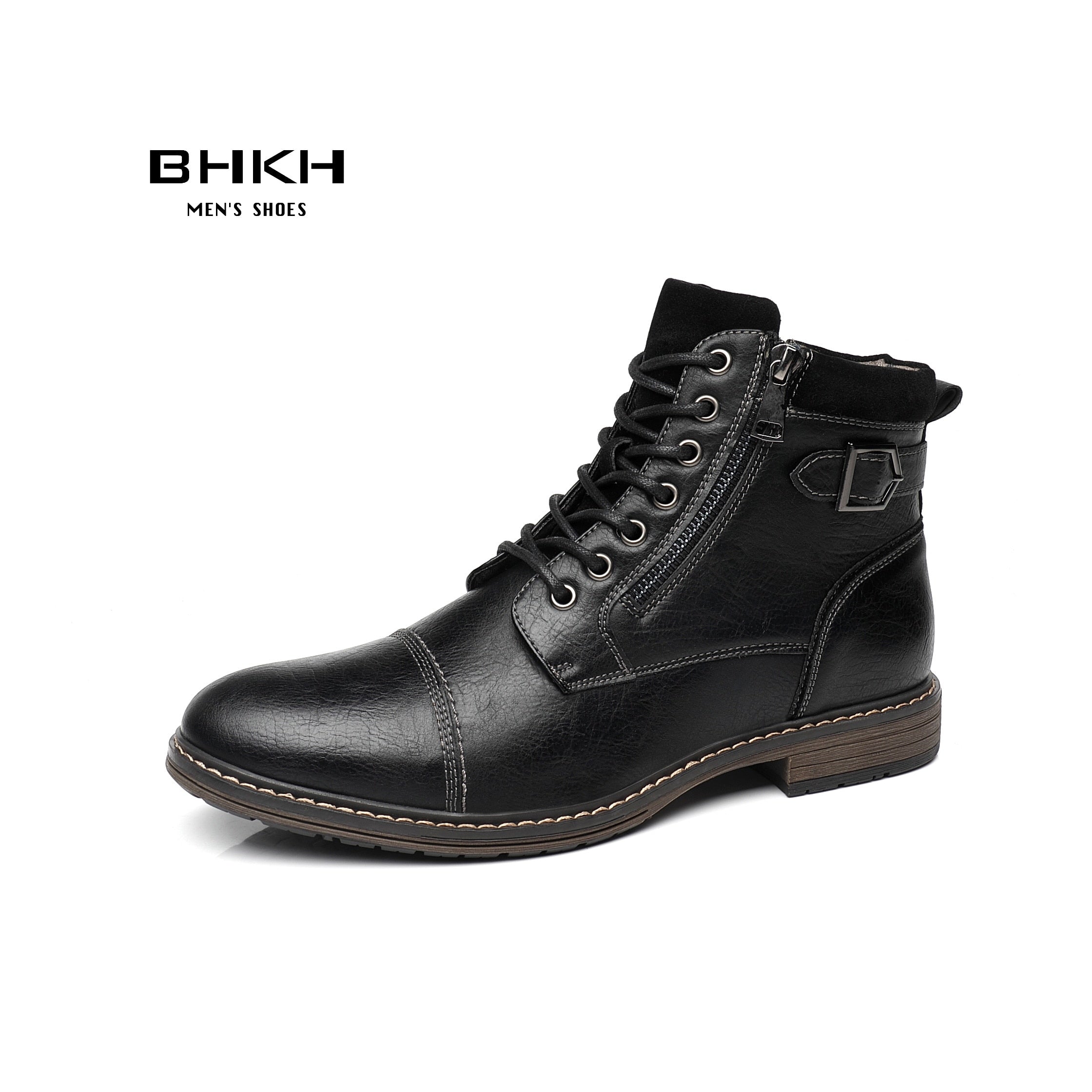 Men's Boots Winter Zip Lace-up Ankle Boots Business Casual Shoes