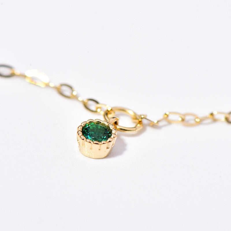 Simple Round Green Zircon Anklets