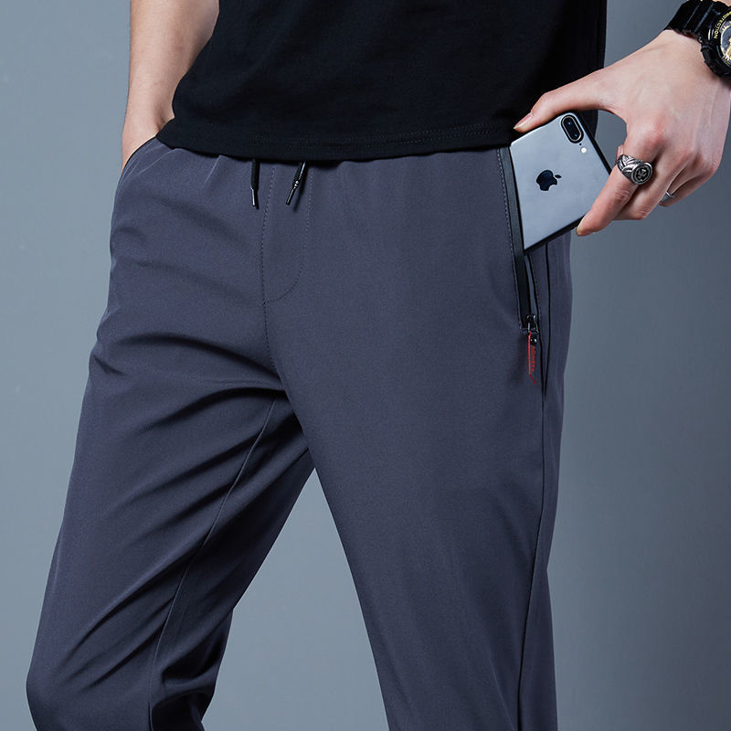 Men's Casual Pants Ice Silk Thin Sports Pants Straight Trousers Quick-drying Pants