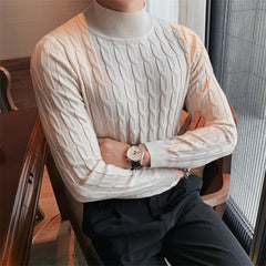 Turtleneck Simple Slim Sweater Men High Collar Casual Pullovers Knit Shirt