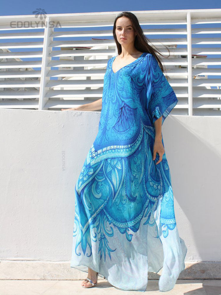 Boho Quick-drying Long Kaftan Bikini Cover-ups Retro