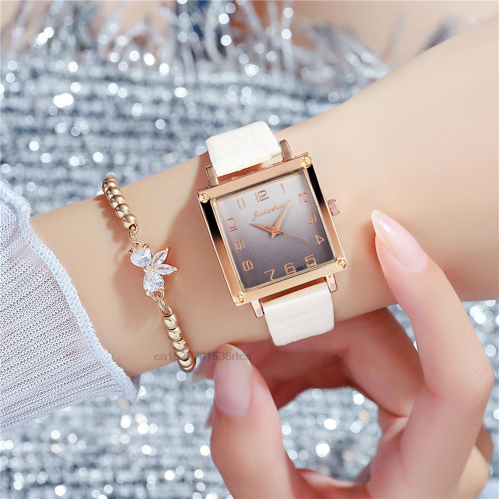 Women Gradient Square Watches Minimalist Luxury Ladies  Wristwatches