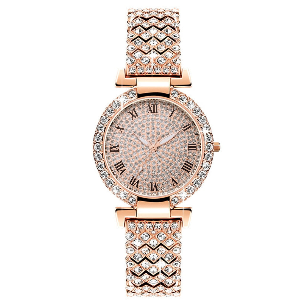 Diamond Women Watches Gold Watch Ladies Wrist Rhinestone