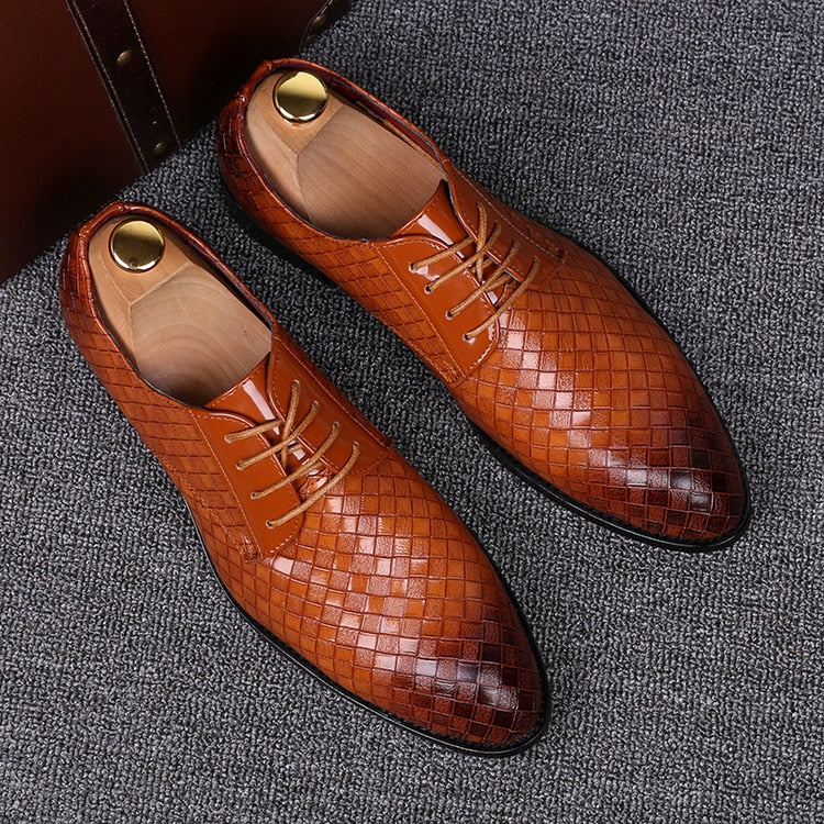 Formal Shoes Men Dress Business Shoes Geometric Oxfords Flats