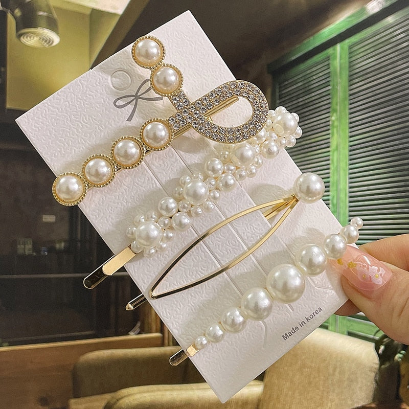 Simulated Pearl Hair Clips For Women