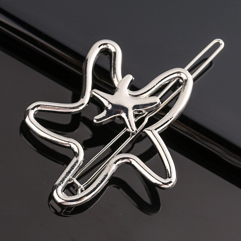 Fashion Woman Bow Hair Clip Metal Geometric Mini Hairpins