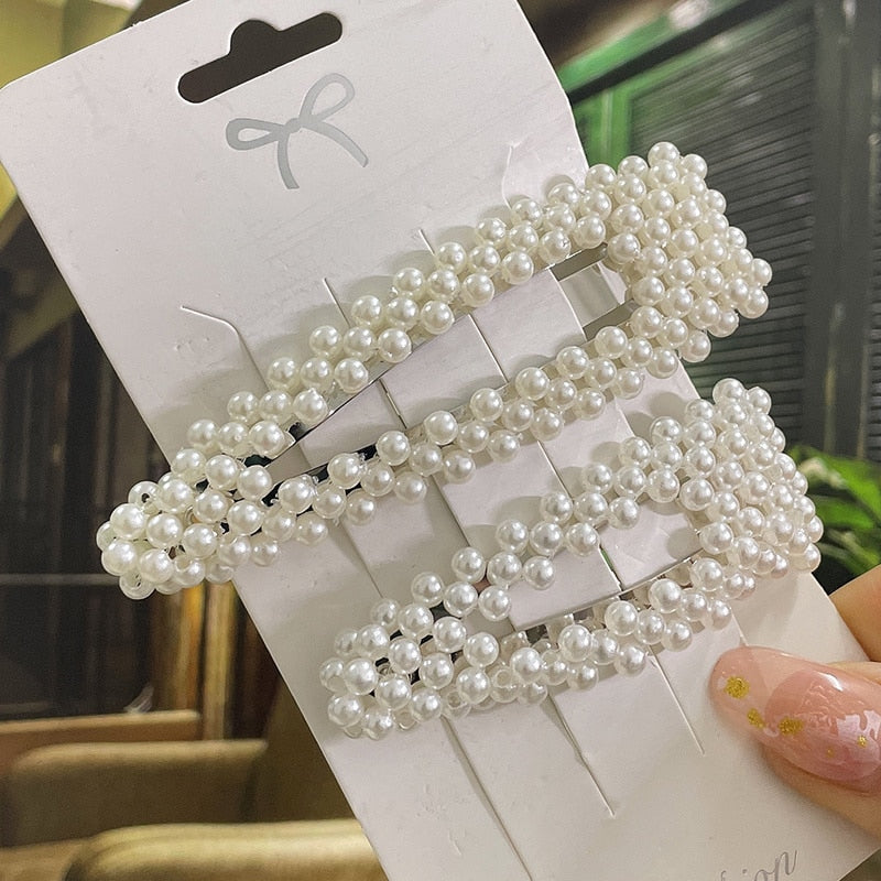 Simulated Pearl Hair Clips For Women