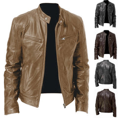 Men Slim Jackets Zipper Motorcycle Jackets Men Moto Biker Coats