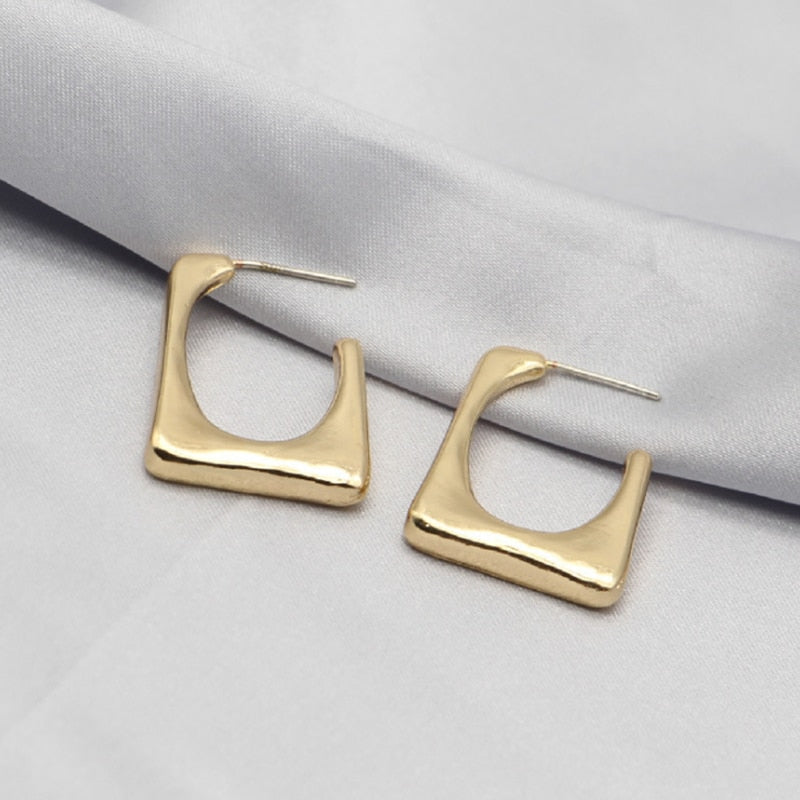 Steel Gold Tone Women Chunky Hoops Earrings