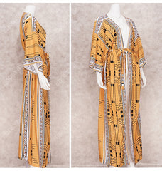 Bohemian Printed Bikini Cover-ups Elegant Self Belted Kimono Dress
